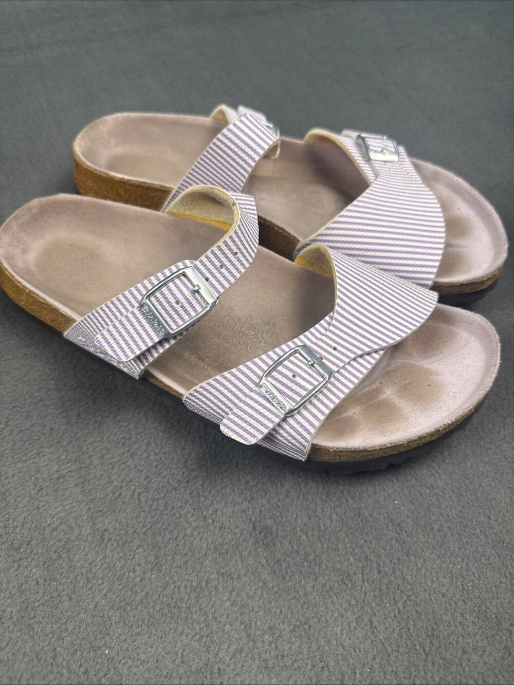 Birkis Birkenstock EVA Narvic Stripes Purple Lilac Sandal Women’s Size US 8